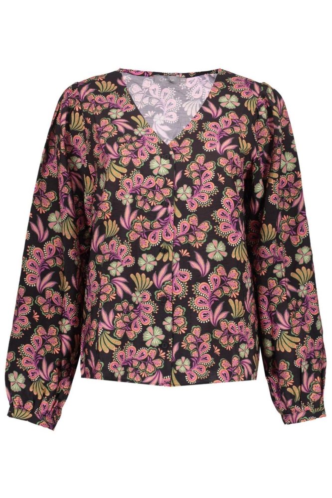 Geisha zwarte dames blouse | Vooraanzicht