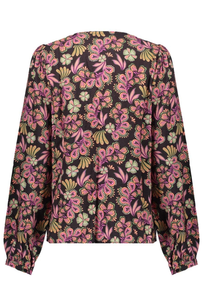 Geisha zwarte dames blouse | Achteraanzicht