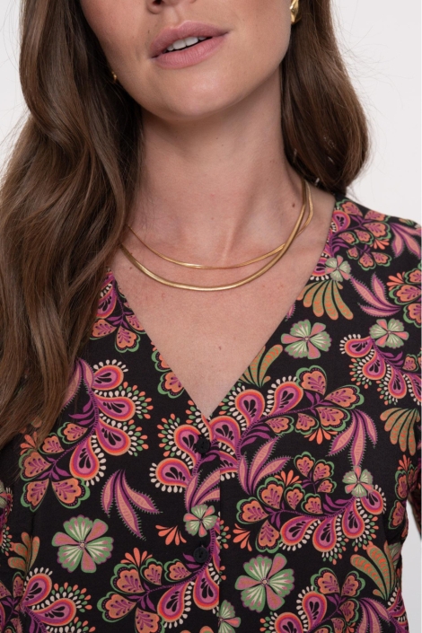 Geisha zwarte dames blouse | Close up