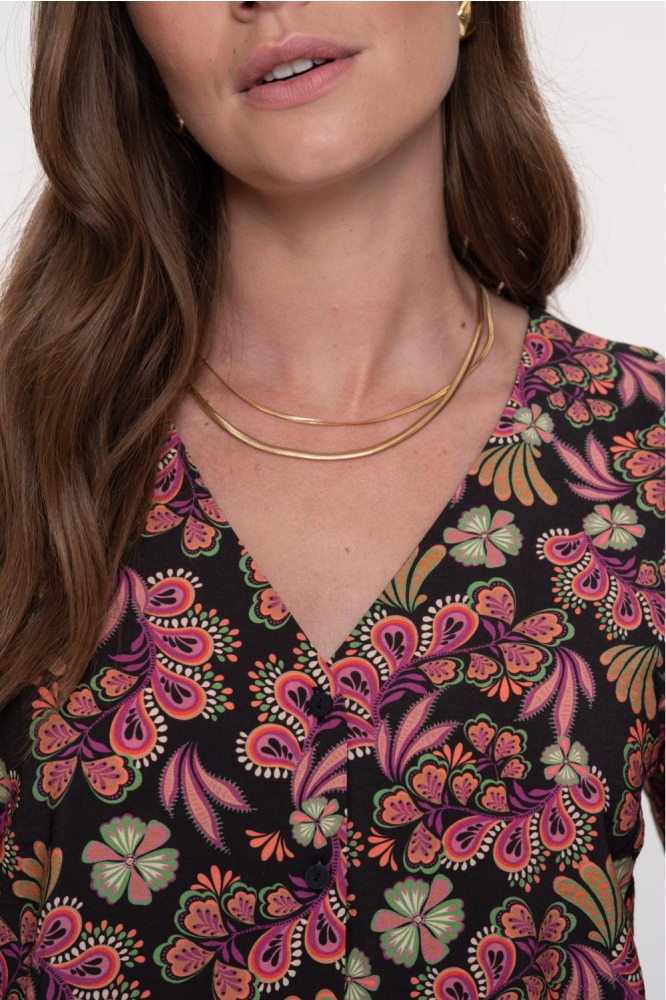 Geisha zwarte dames blouse | Close up