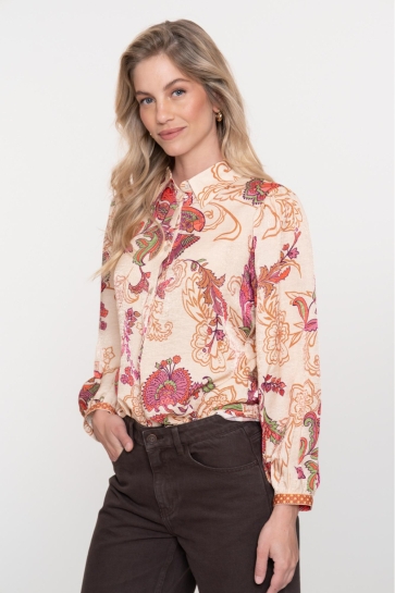 Geisha Blouse BLOUSE VINTAGE BLOEMENPRINT 53935 20 BEIGE/ORANGE