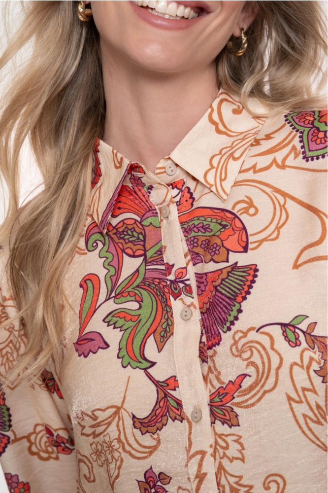 Geisha zand dames blouse | Close up