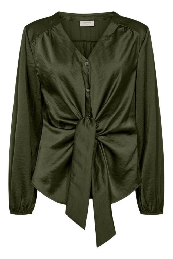 Freequent groene dames blouse | Vooraanzicht