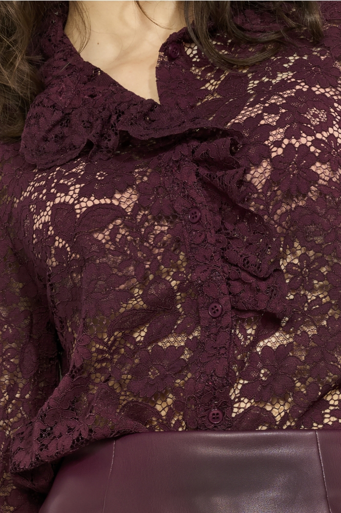 LolaLiza bordeaux dames blouse | Kleurstaal