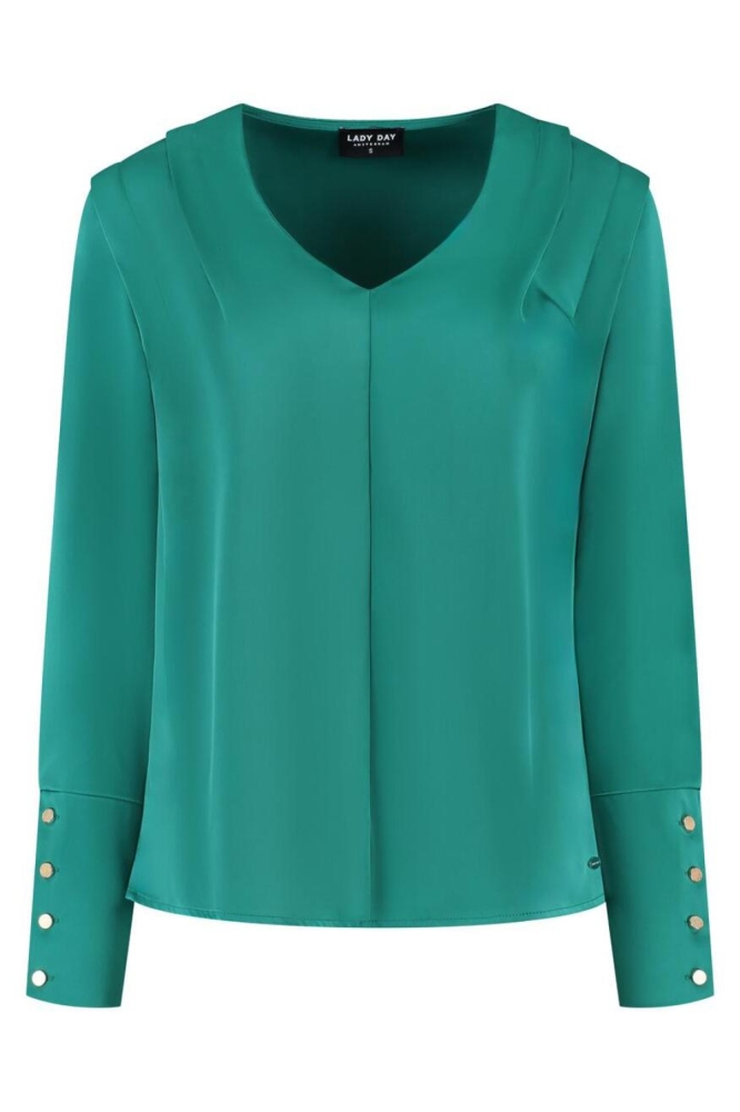 Lady Day groene dames blouse | Vooraanzicht