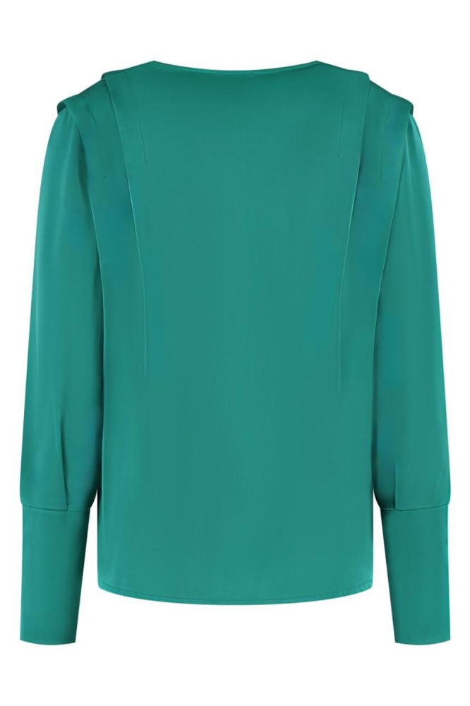 Lady Day groene dames blouse | Achteraanzicht