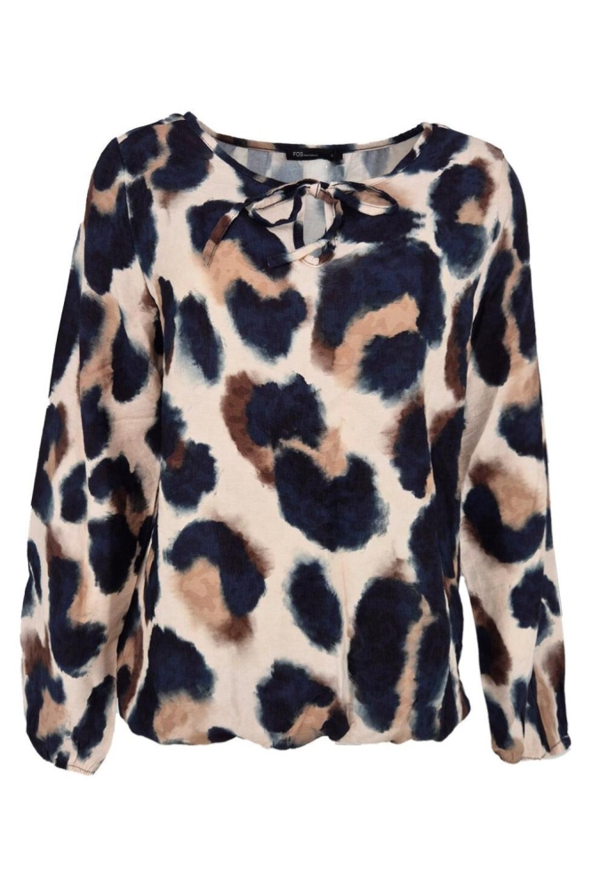 FOS Amsterdam blauwe dames blouse | Vooraanzicht
