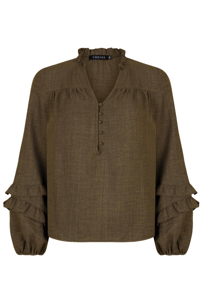 Ydence groene dames blouse | Vooraanzicht