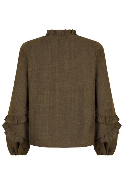 Ydence groene dames blouse | Achteraanzicht
