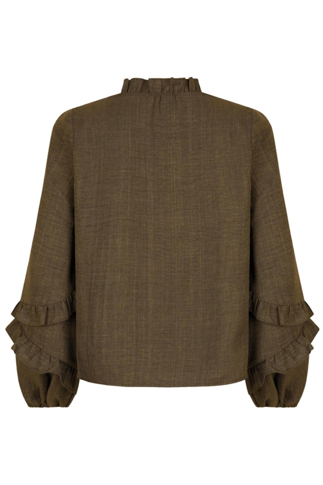 Ydence groene dames blouse | Achteraanzicht