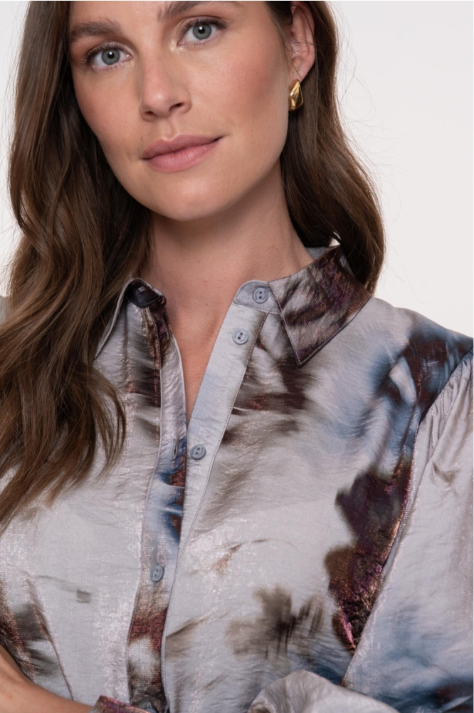 Geisha grijze dames blouse | Kleurstaal