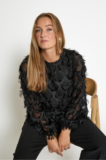 Peppercorn KYLIN LONG SL BLOUSE PC8725 9000 BLACK