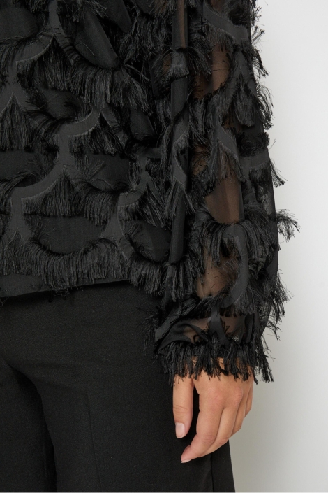 Peppercorn zwarte dames blouse | Close up