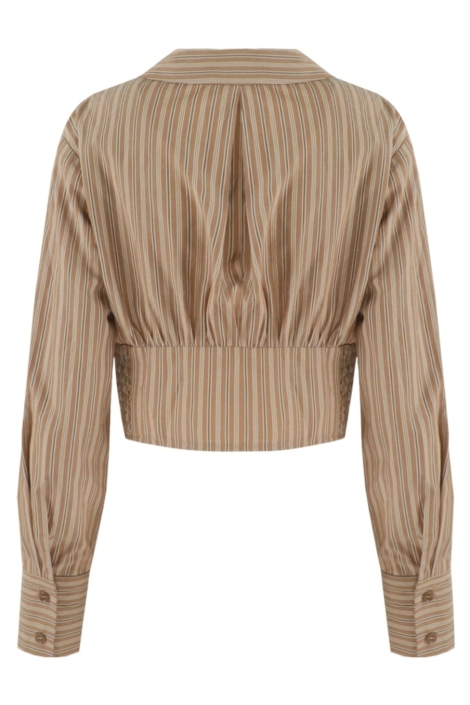 Fluresk taupe dames blouse | Achteraanzicht