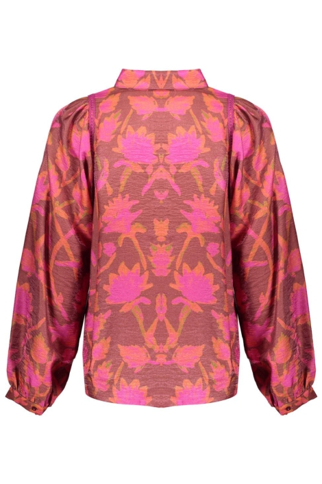 Geisha roze dames blouse | Achteraanzicht