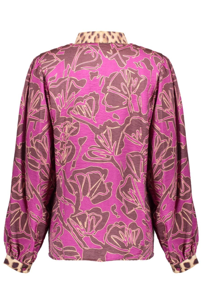 Geisha paarse dames blouse | Achteraanzicht