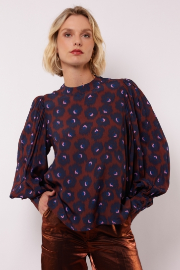 Fluresk Blouse KALISTA TOP 25WZF04 341625 RUM RAISAN/MIDNIGHT BLUE