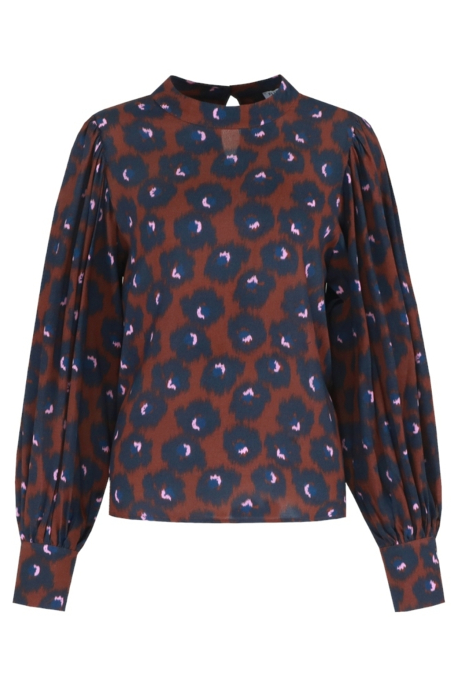 Fluresk blauwe dames blouse | Vooraanzicht