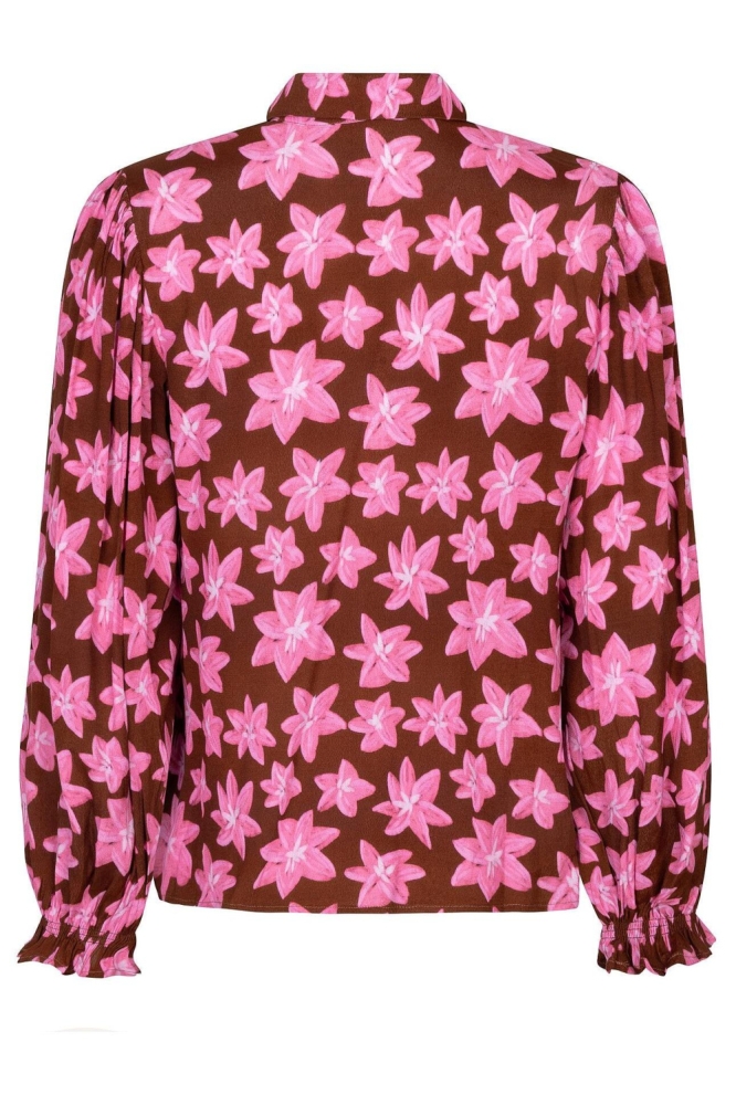 Ydence bruine dames blouse | Achteraanzicht