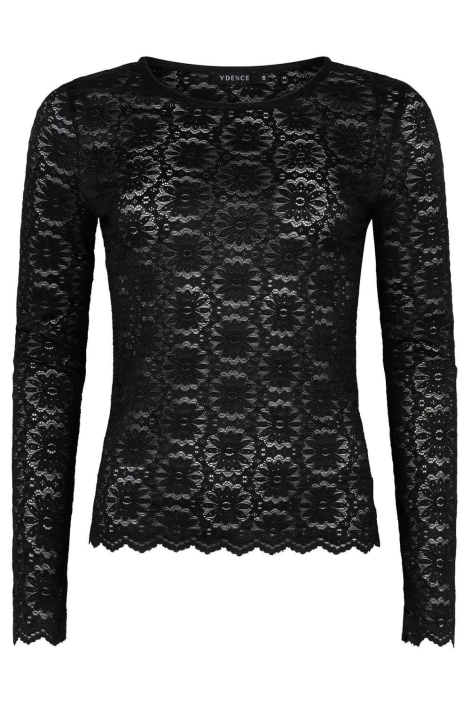 Ydence zwarte dames t-shirt | Achteraanzicht