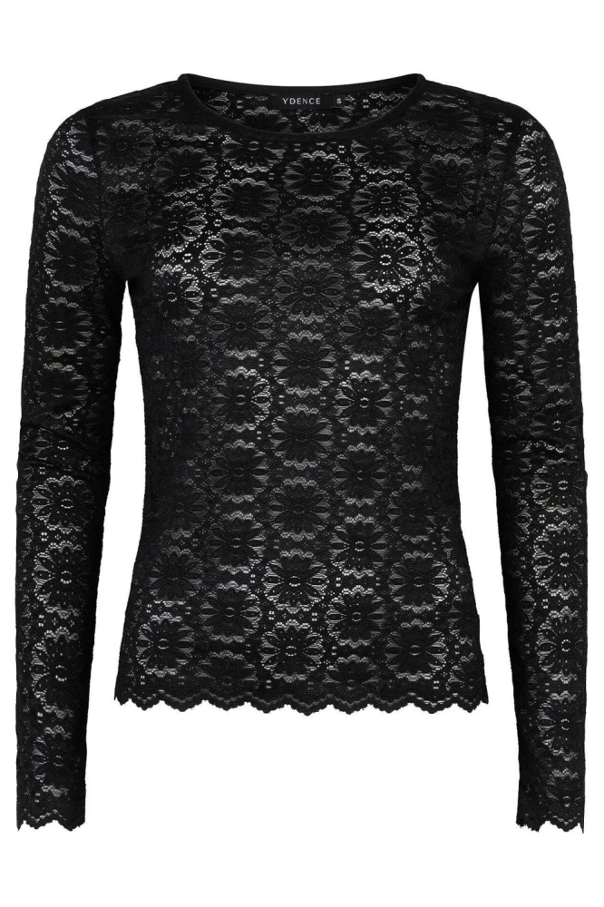 Ydence zwarte dames t-shirt | Achteraanzicht