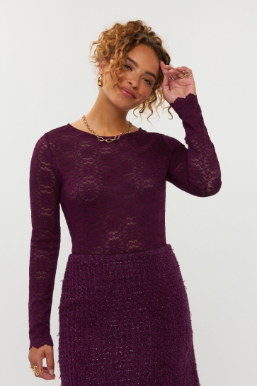 Ydence T-shirt TOP LOIZA WS2527 AUBERGINE