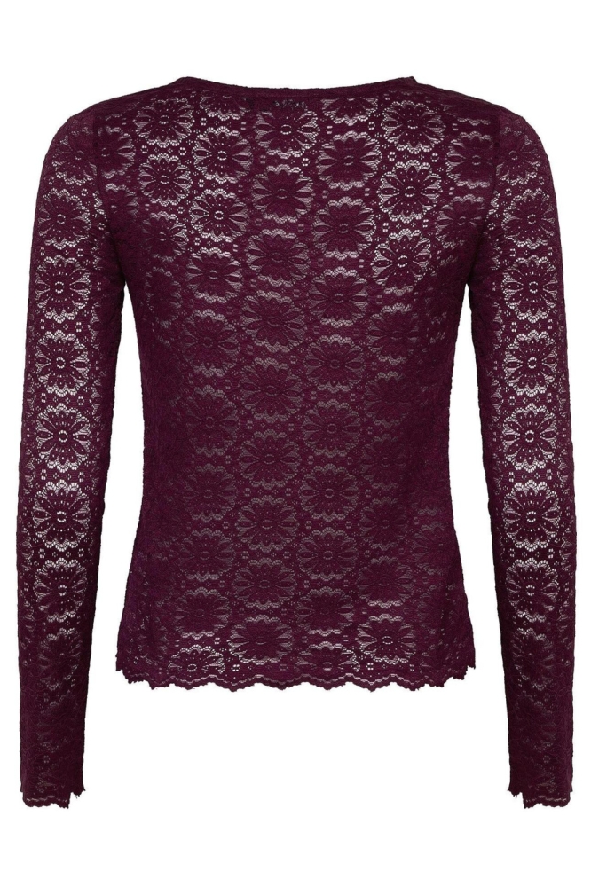 Ydence bordeaux dames t-shirt | Achteraanzicht