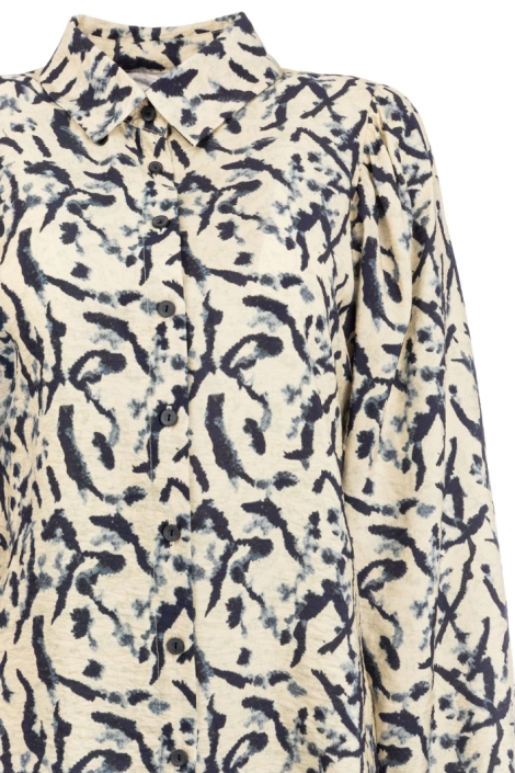 NED blauwe dames blouse | Close up
