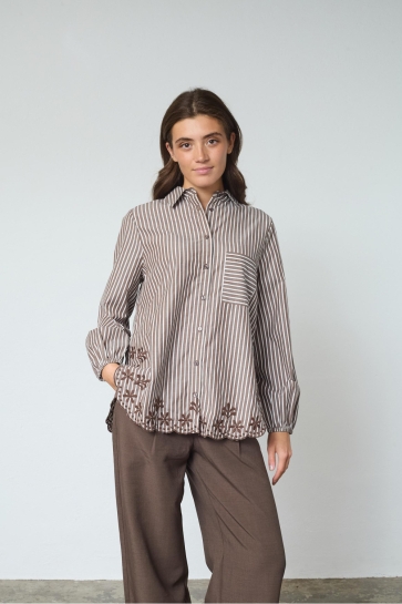 SisterS point Blouse ISTEA SH4 19446 BROWN/CREAM