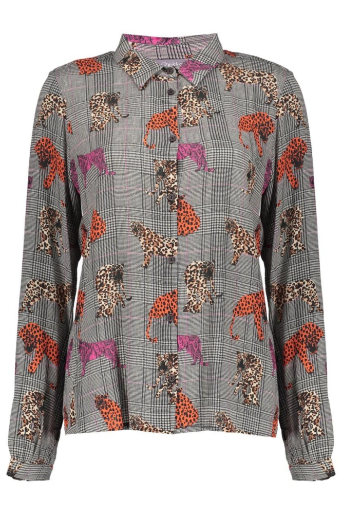 Geisha grijze dames blouse | Vooraanzicht