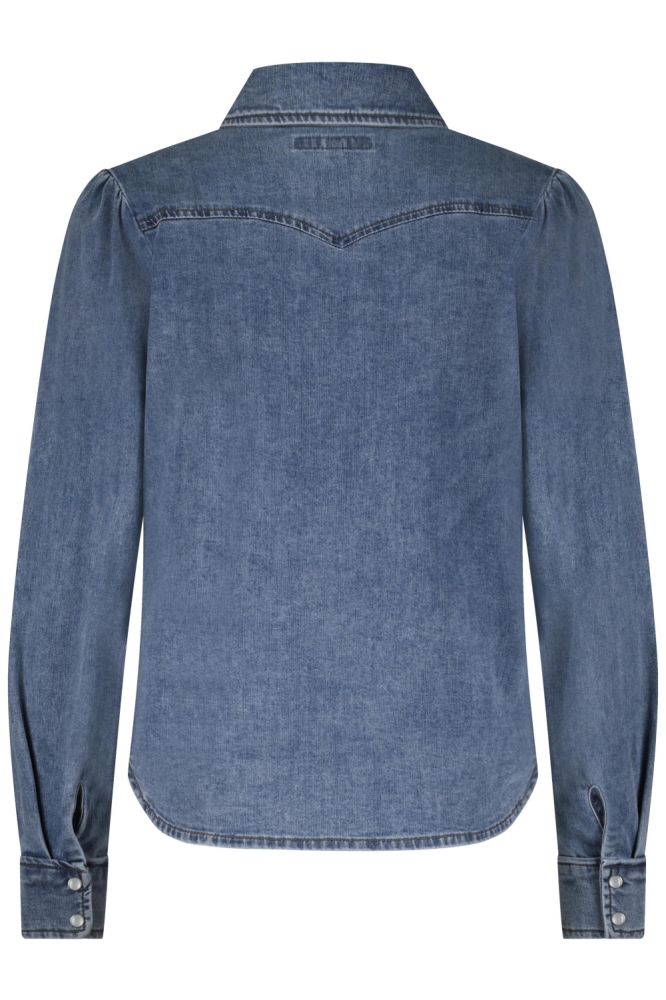 Red Button blauwe dames blouse | Achteraanzicht