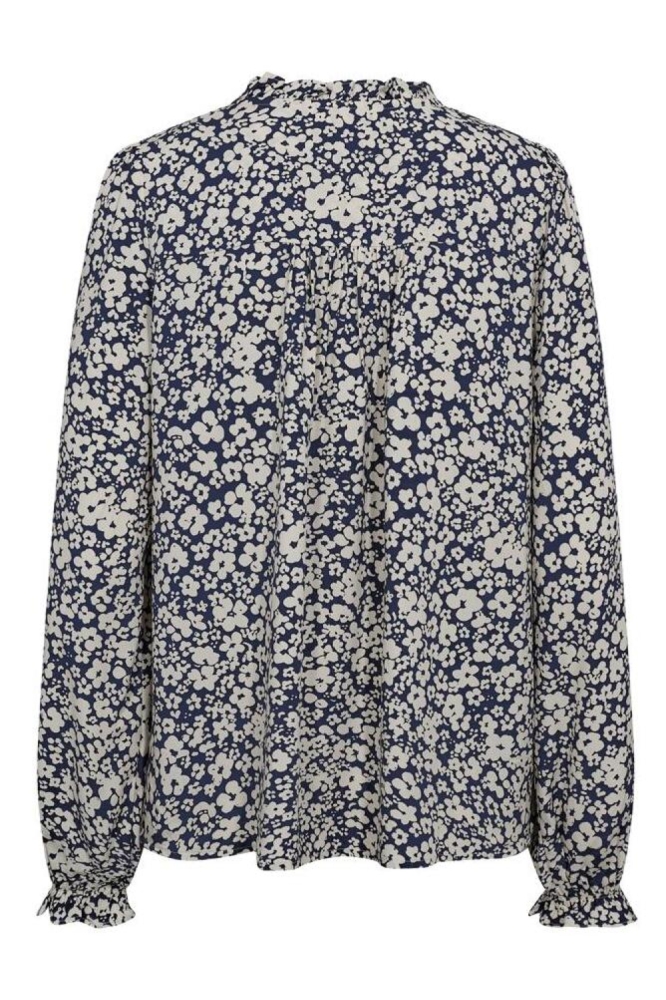 Freequent blauwe dames blouse | Achteraanzicht