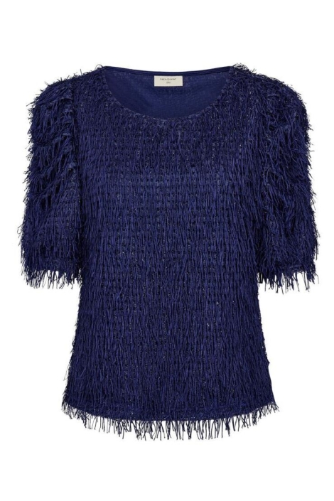 Freequent blauwe dames blouse | Vooraanzicht