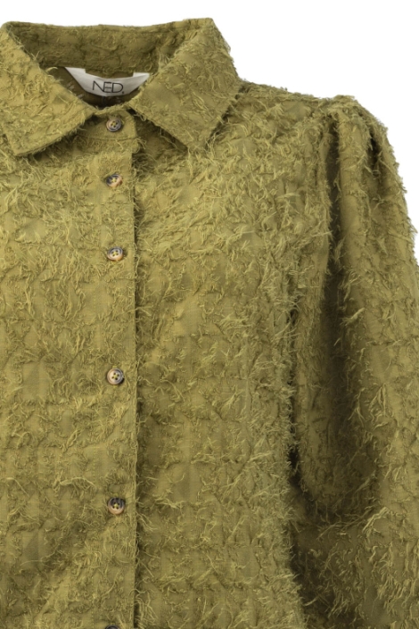 NED groene dames blouse | Close up