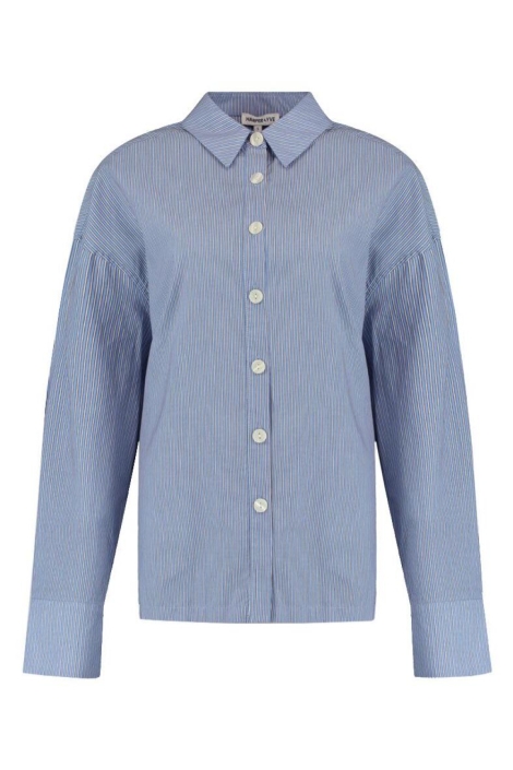 Harper & Yve blauwe dames blouse | Vooraanzicht