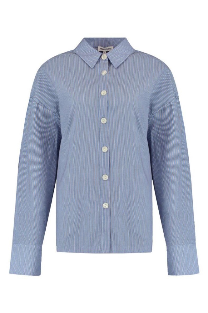 Harper & Yve blauwe dames blouse | Vooraanzicht