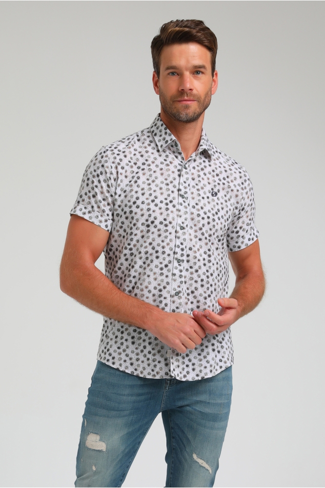 OVERHEMD MET KORTE MOUWEN VAN SLUB COTTON 333542 1002 sand