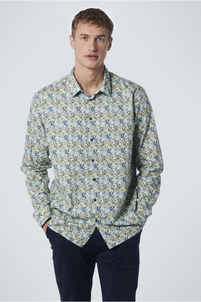 SHIRT STRETCH ALLOVER PRINTED 19430101 051 LIGHT GREEN