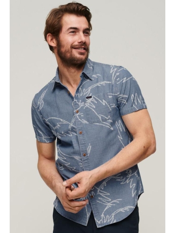 Superdry Overhemd VINTAGE LOOM S S SHIRT M4010624A HEAVY WASH CRANE