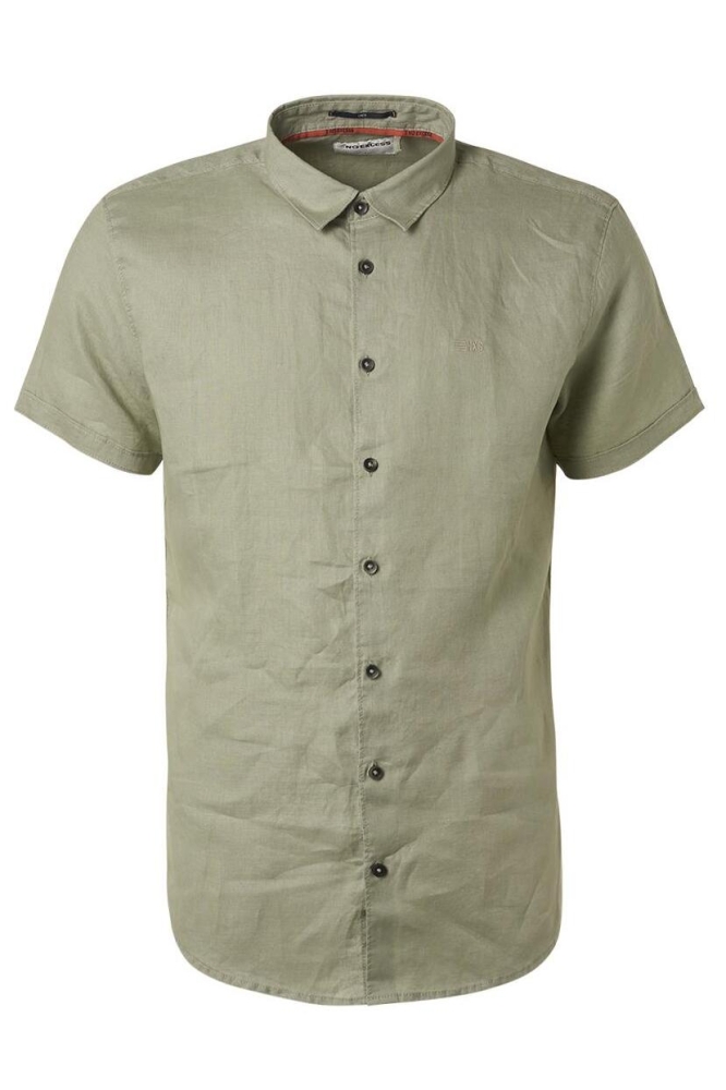 SHIRT SHORT SLEEVE LINEN 19490364SN 155 SMOKE GREEN