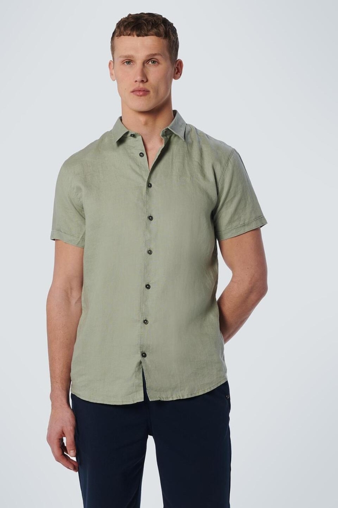 SHIRT SHORT SLEEVE LINEN 19490364SN 155 SMOKE GREEN