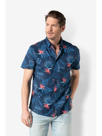 Twinlife Overhemd MEN SHIRT FLORAL SS TW32208 565 DRESS BLUES