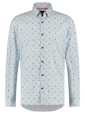 Twinlife Overhemd MEN SHIRT SMALL LEAVES TW32201 508 STERLING BLUE