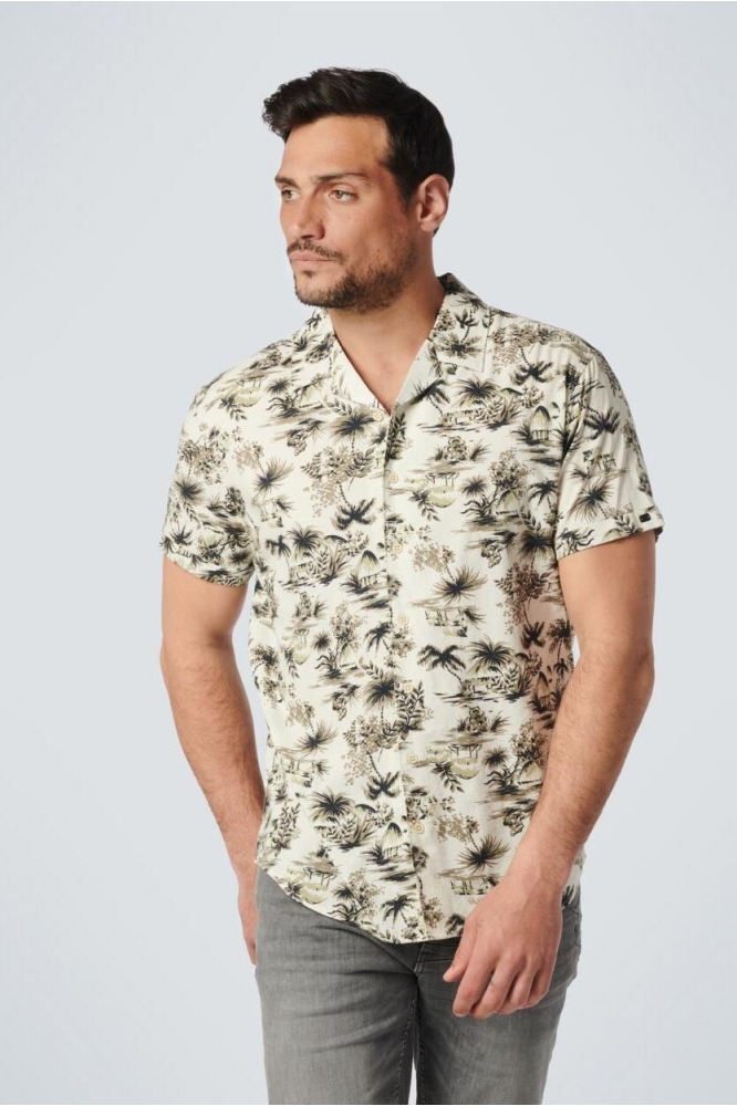 SHIRT SHORT SLEEVE RESORT COLLAR 20440431 177 LIGHT ARMY