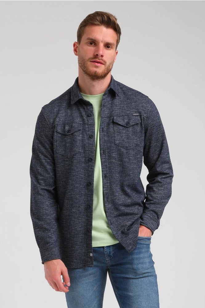 STRETCH OVERHEMD MET TONALE PRINT 333734 301 navy