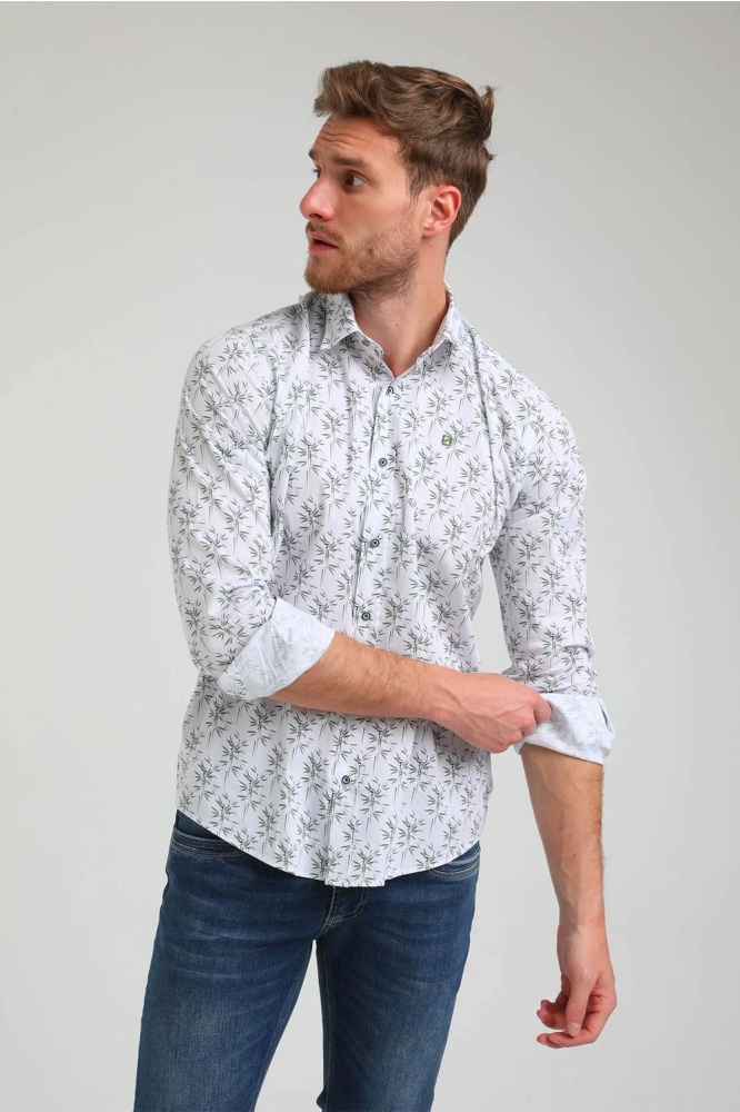 FLORAL PRINT OVERHEMD 333729 102 ecru