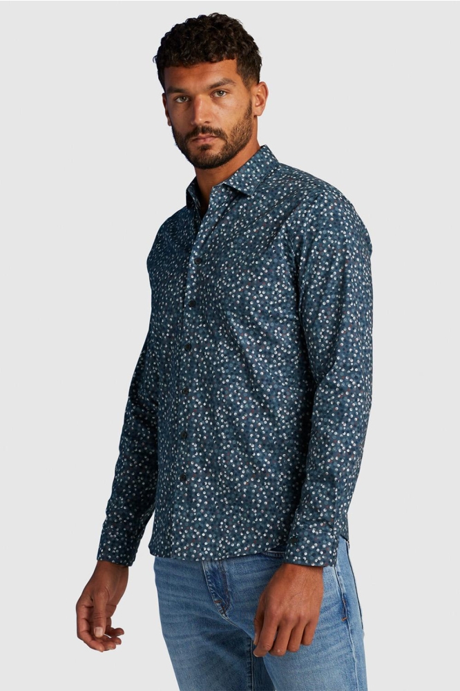 Cast Iron blauwe heren overhemd | Model vooraanzicht