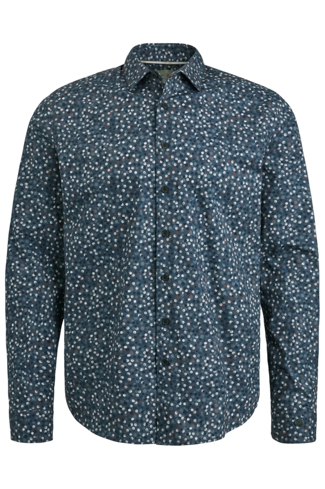 Cast Iron blauwe heren overhemd | Vooraanzicht