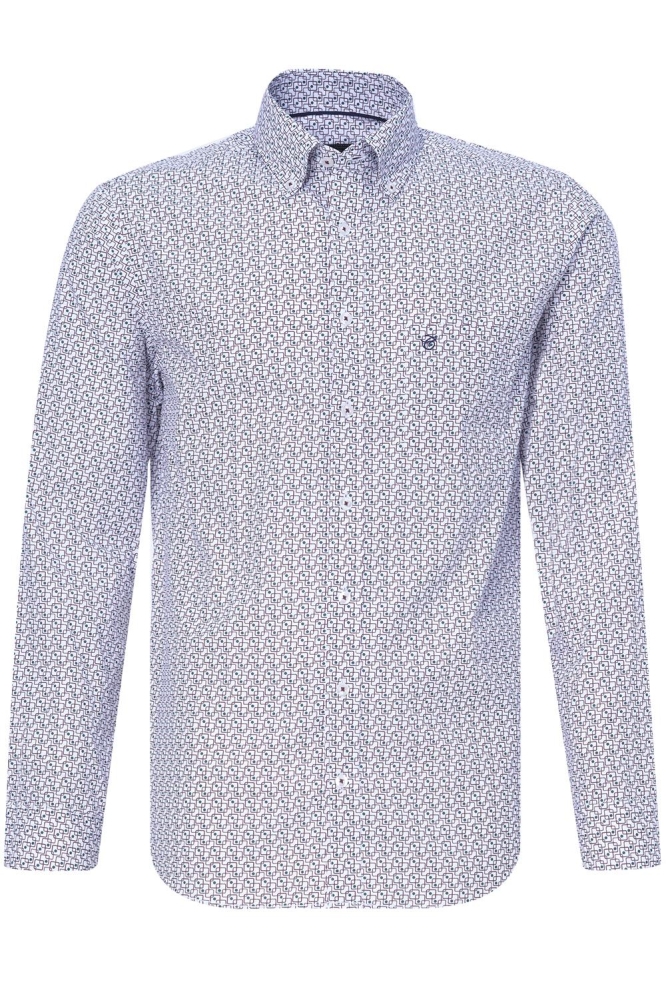 CLASSIC CASUAL OVERHEMD 084669 6906 BORDEAU DESSIN