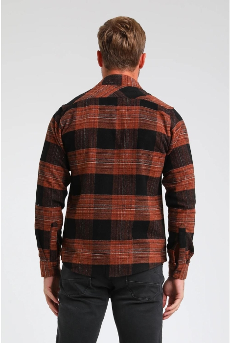 flanel overhemd met streepstructuur 333745 gabbiano overhemd 450 rust